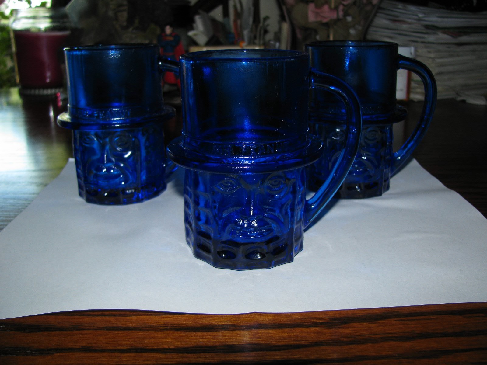 Vintage MR PEANUT - Blue Depression Glass Mug!!  Planters Great Shape!!