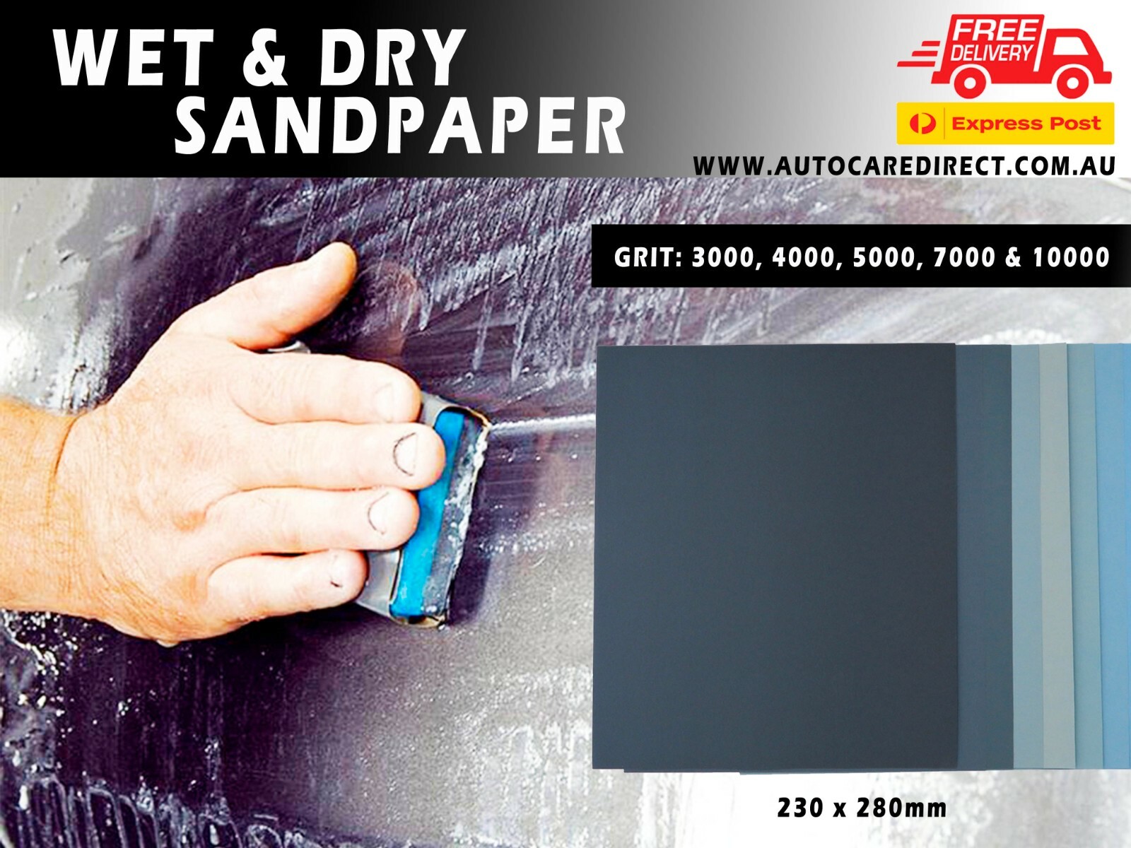 Wet and Dry Sandpaper 230x280mm from 602500, 3000, 4000, 5000, 7000, 10000 Grit eBay