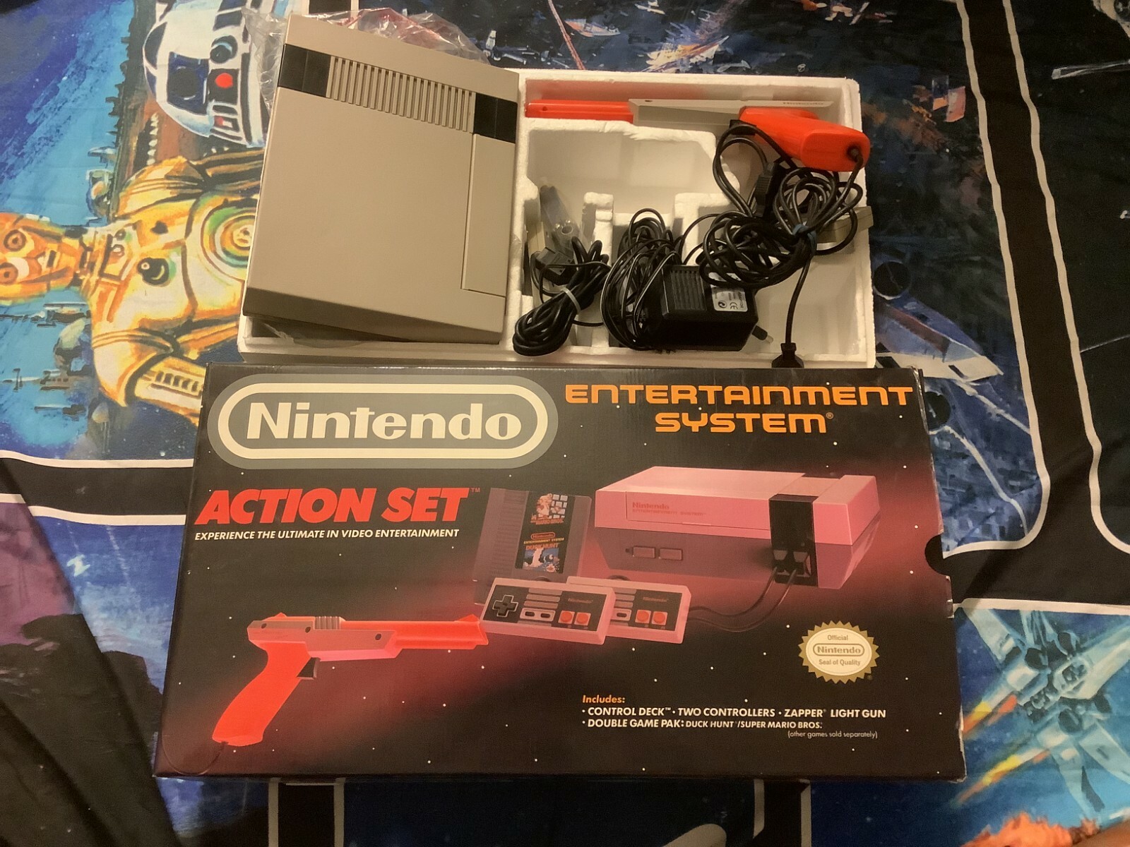 Original Nintendo NES Action Set System IN BOX with mario bros