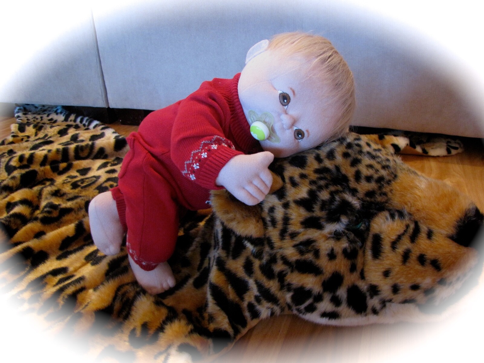 Handmade Soft Sculpture Baby Doll with magnetic pacifer