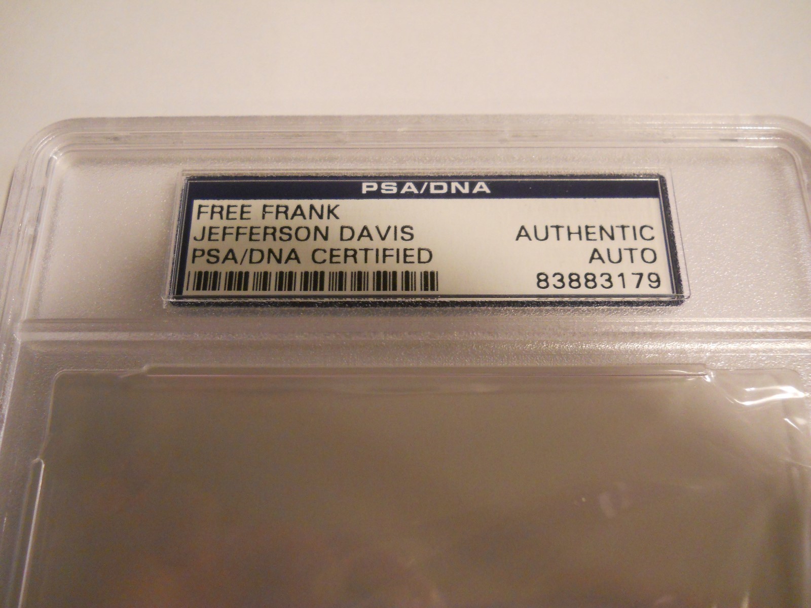 JEFFERSON DAVIS SIGNED FREE FRANK PANEL PSA/DNA AUTO CONFEDERATE PRESIDENT