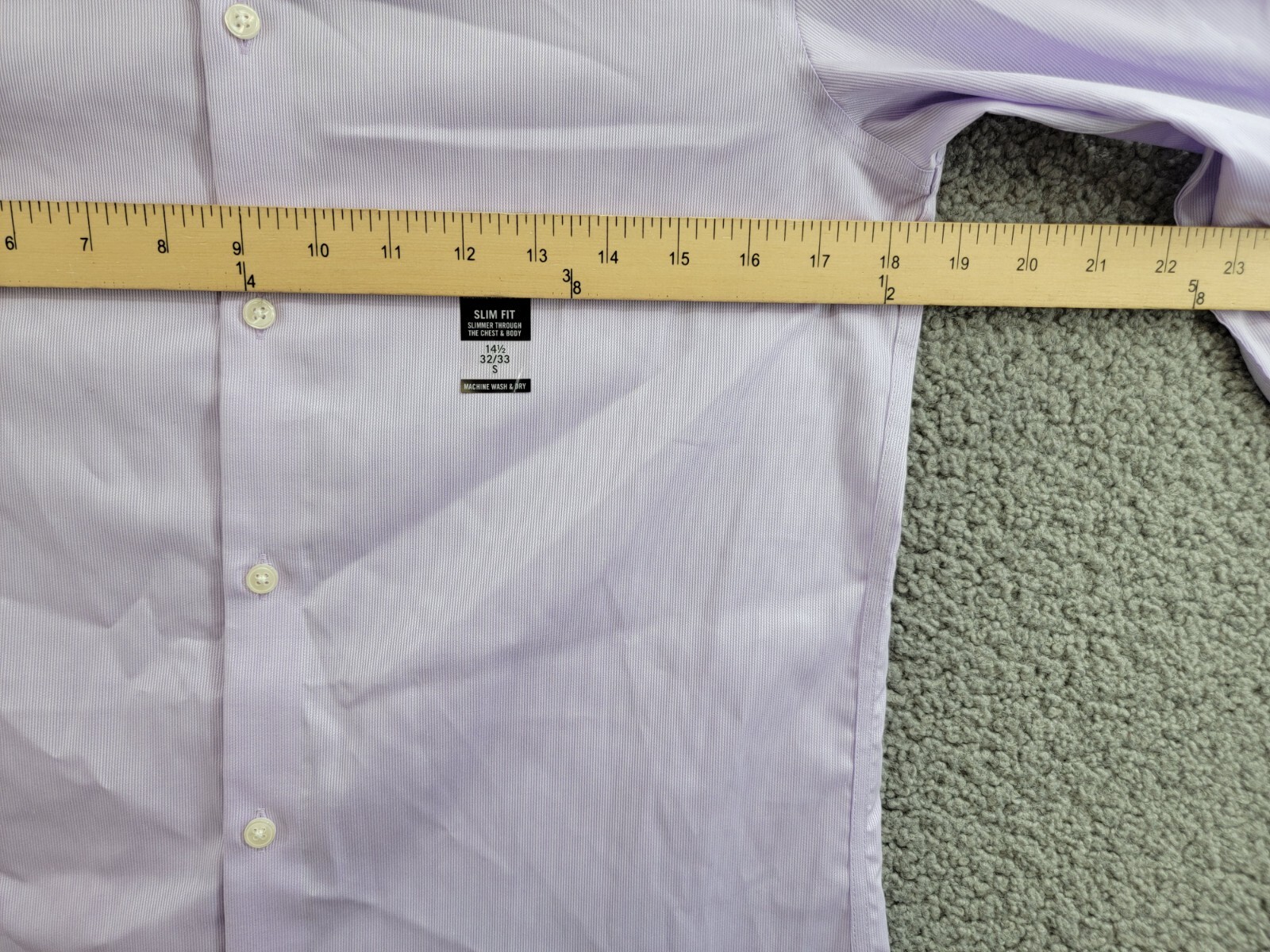 Calvin Klein Steel + Slim Fit Modern Pin Cord Dress Shirt Men's 14.5 32/33 Lilac - Picture 6 of 18