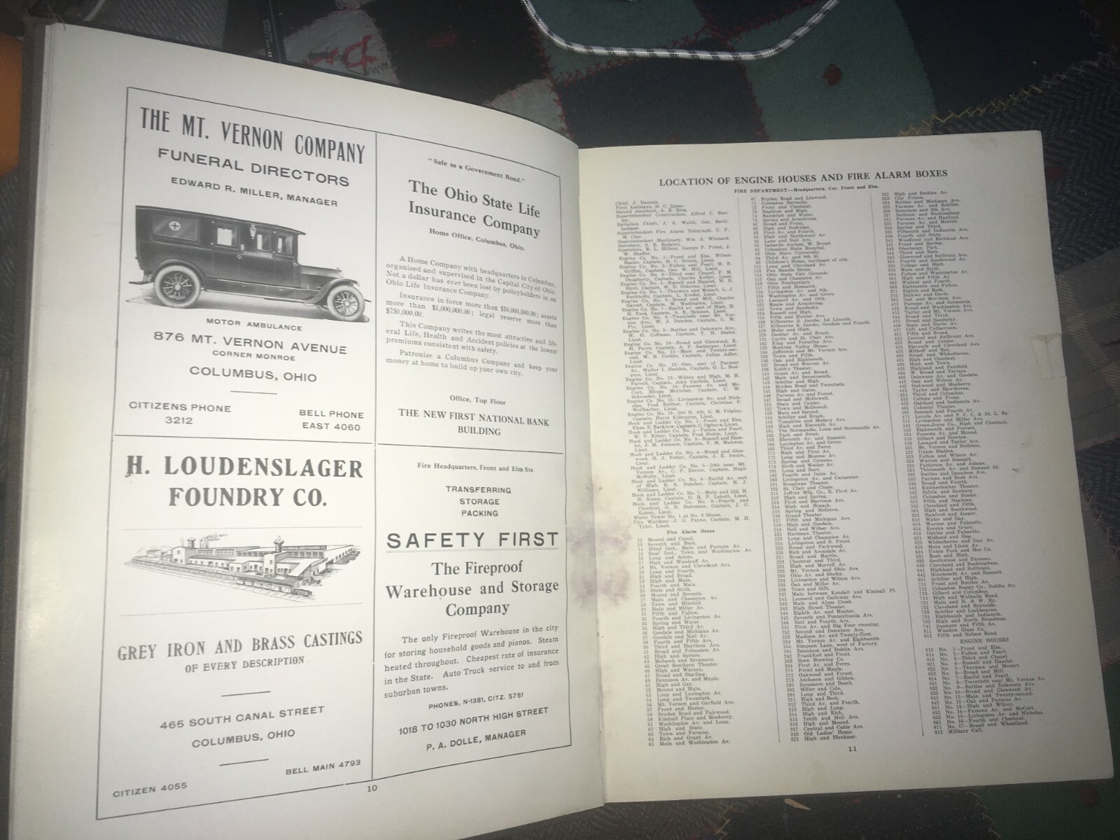 Antique 1910 FIRE PREVENTION MANUAL COLUMBUS OHIO FIRE DEPT. LIBRARY FUND Book