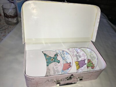 RARE Set of 4 ROSANNA Party ALL A GIRL WANTS 6'' DESSERT PLATES w/ Carrying Case