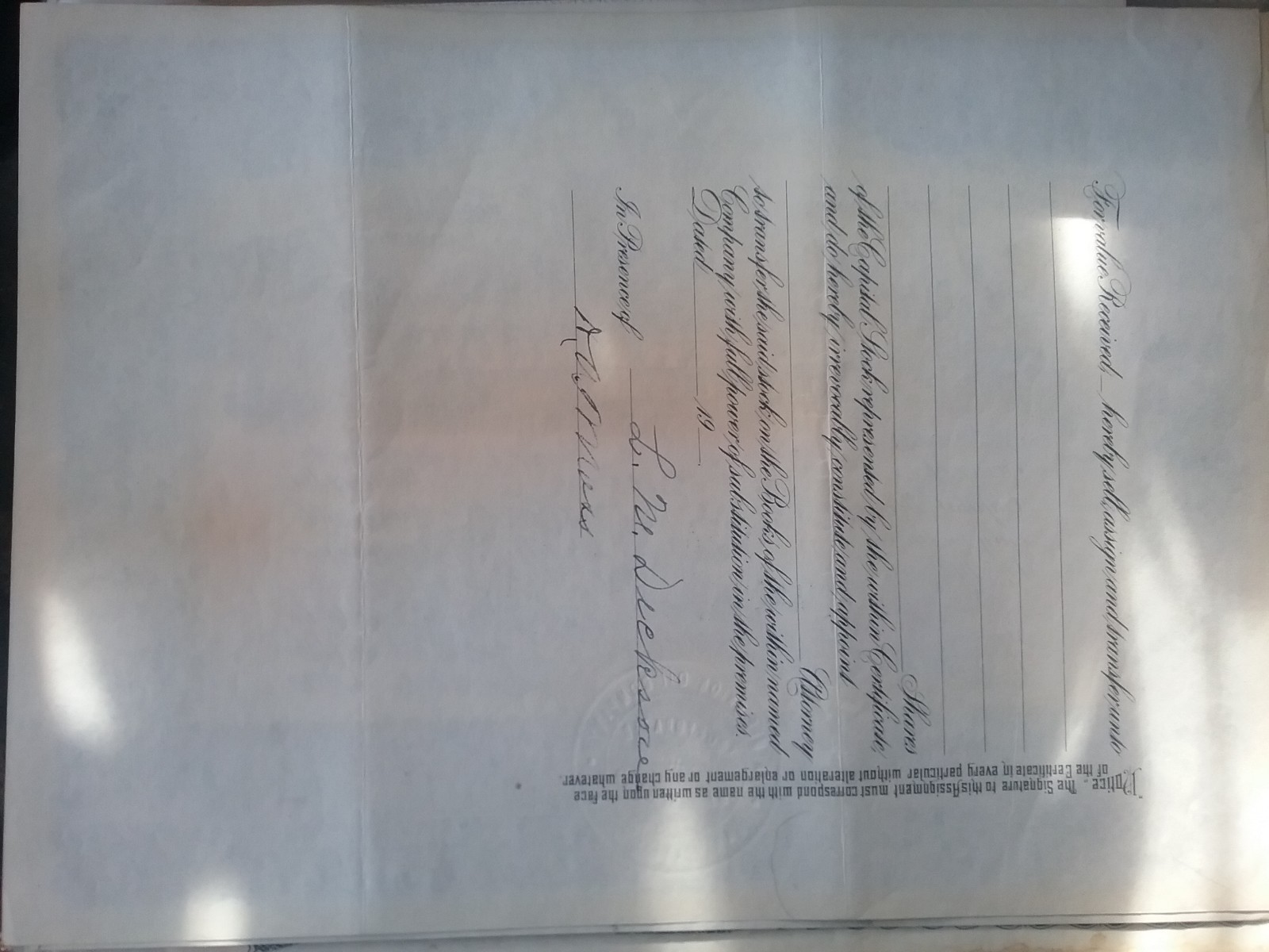 PALMER UNION OIL COMPANY STOCK.  UNCANCELLED CERTIFICATE BOND GOLD