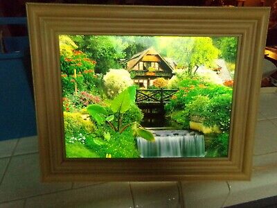 VTG Motion Light Up Mirror Frame Moving Waterfall Picture and sound