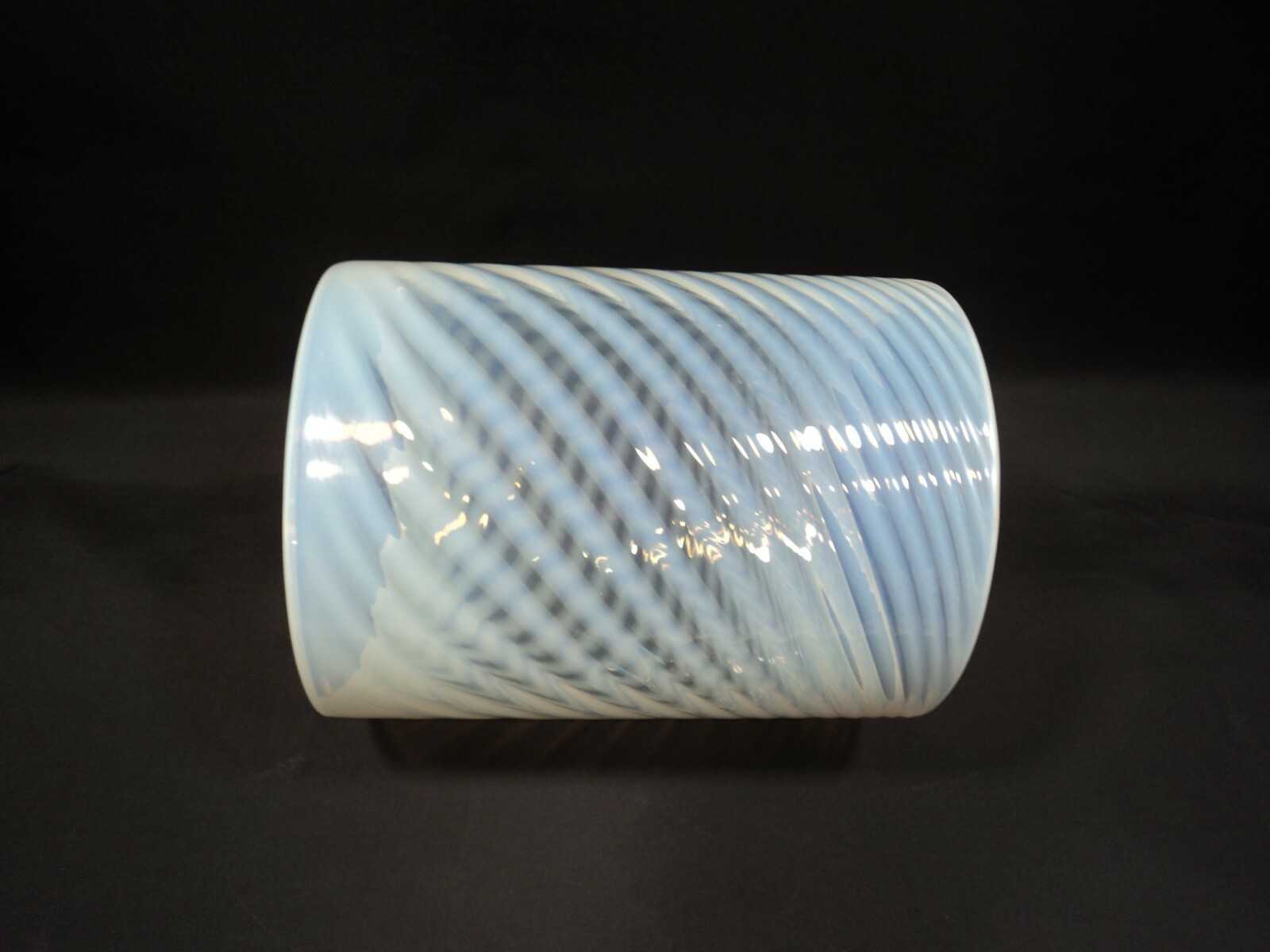 Vintage Opalescent Spiral Swirl Cylinder Glass Light Shade 9