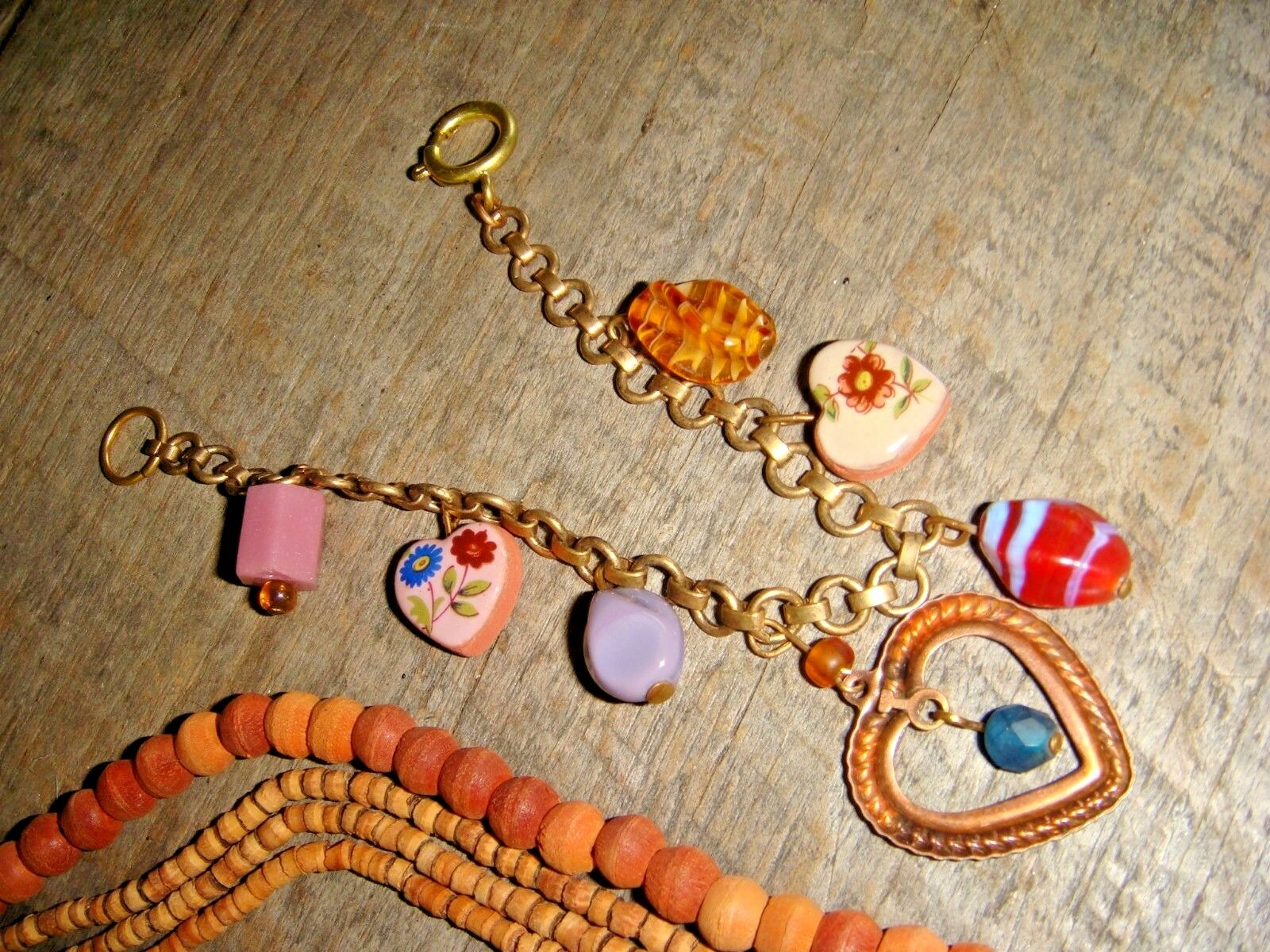 Vintage Papier Mache Beaded Necklace & Earrings w/ Complementing Bracelet