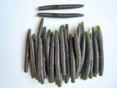 75 Pk 5  Senko-Style Souple Plastique - Noir Bleu Tip-Worm Bass Lures-Scent & e