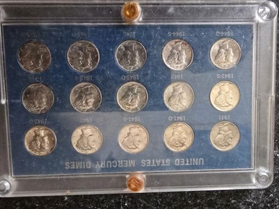1941-1945 Mercury Dime Short Set BU (Capital Plastics Holder