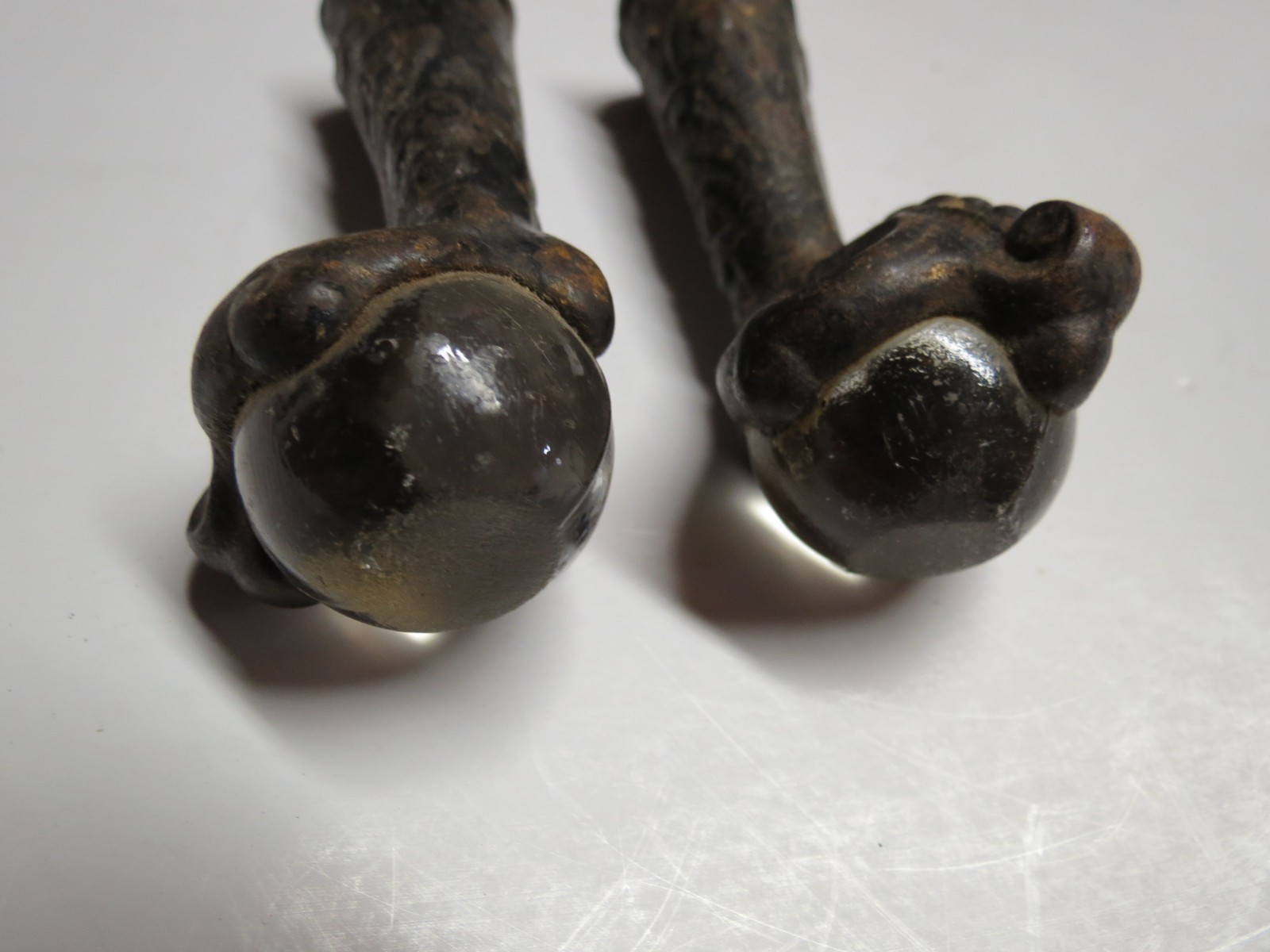 Vintage Ornate Cast Iron Glass Ball Claw Feet - Set of 2