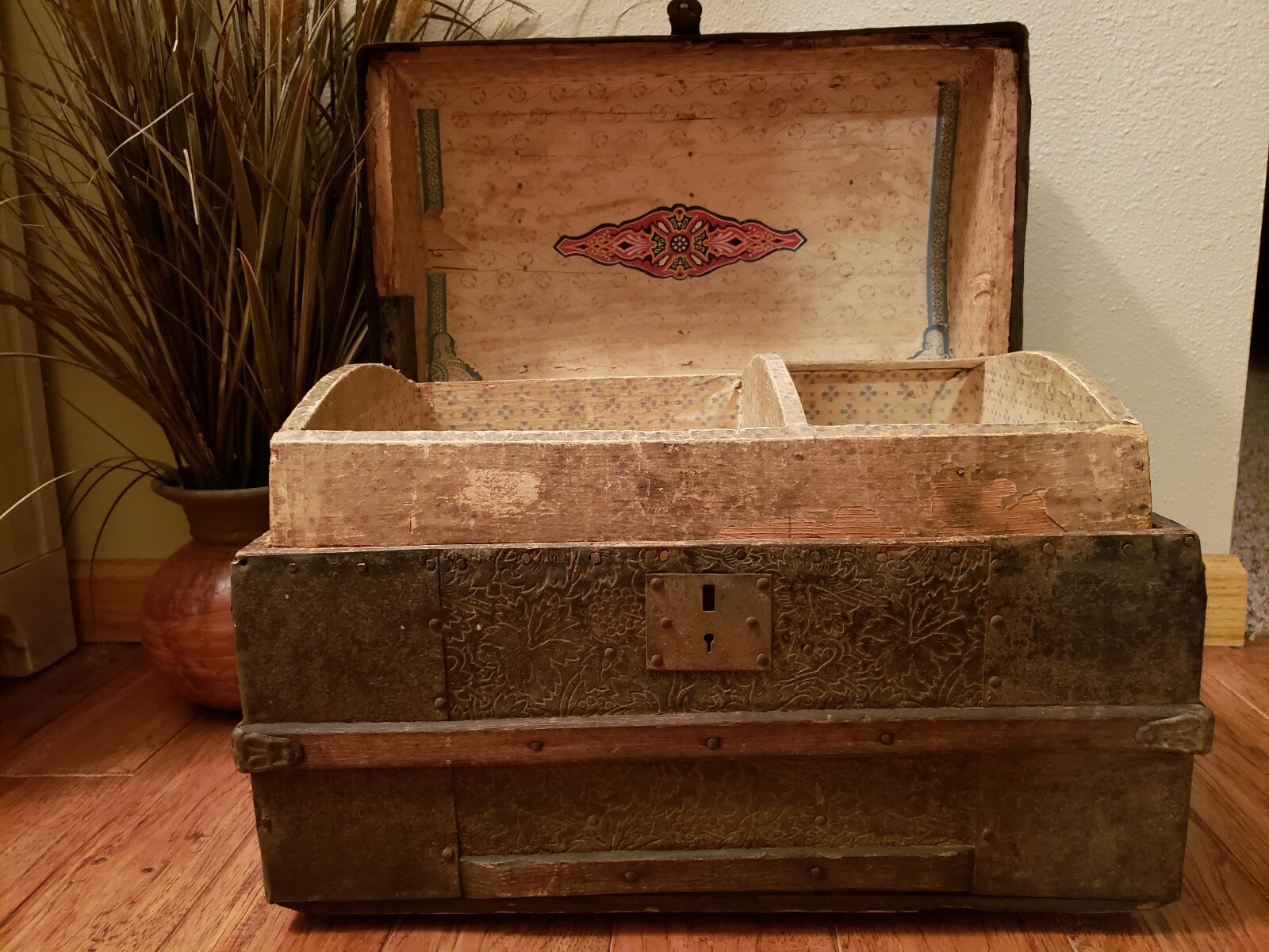 Rare find:  Mini Antique Vintage Camelback Steamer Trunk