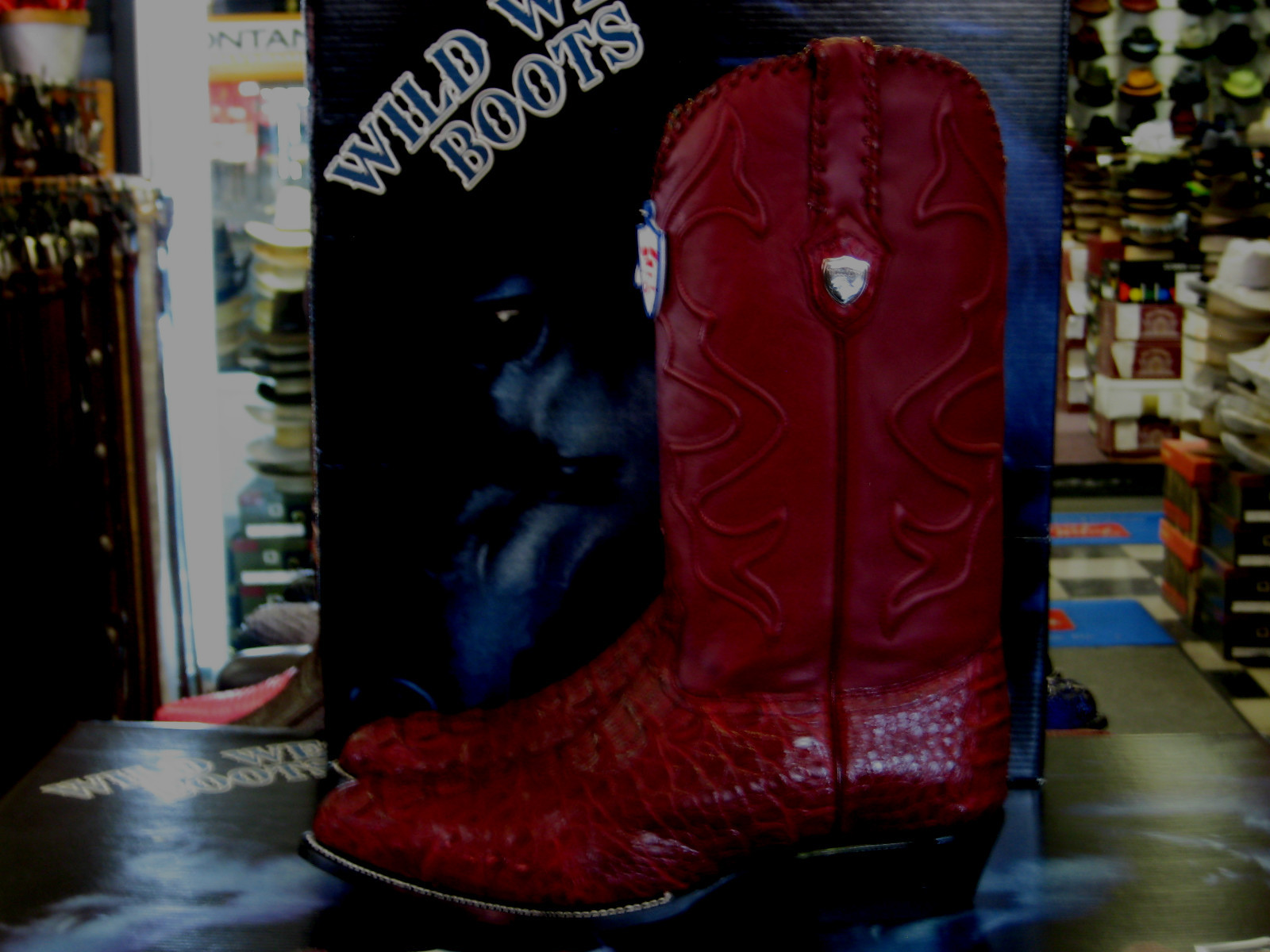 Pre-owned Wild West Boots Wild West Burgundy Crocodile Hornback Western Cowboy Boot J-toe (d) 2990206 In Red