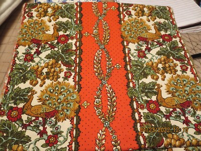PEACOCK DESIGN FABRIC---5 YARDS + X 13 1/2'' --#RLP20-7