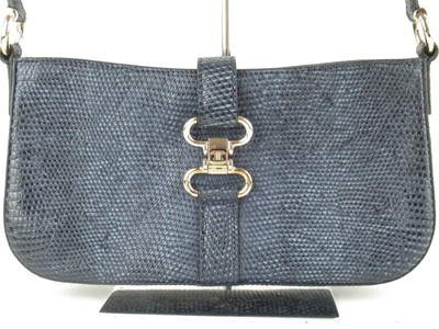 Authentic Vintage CELINE Genuine Blue Lizard Skin Shoulder Bag Made in Italy