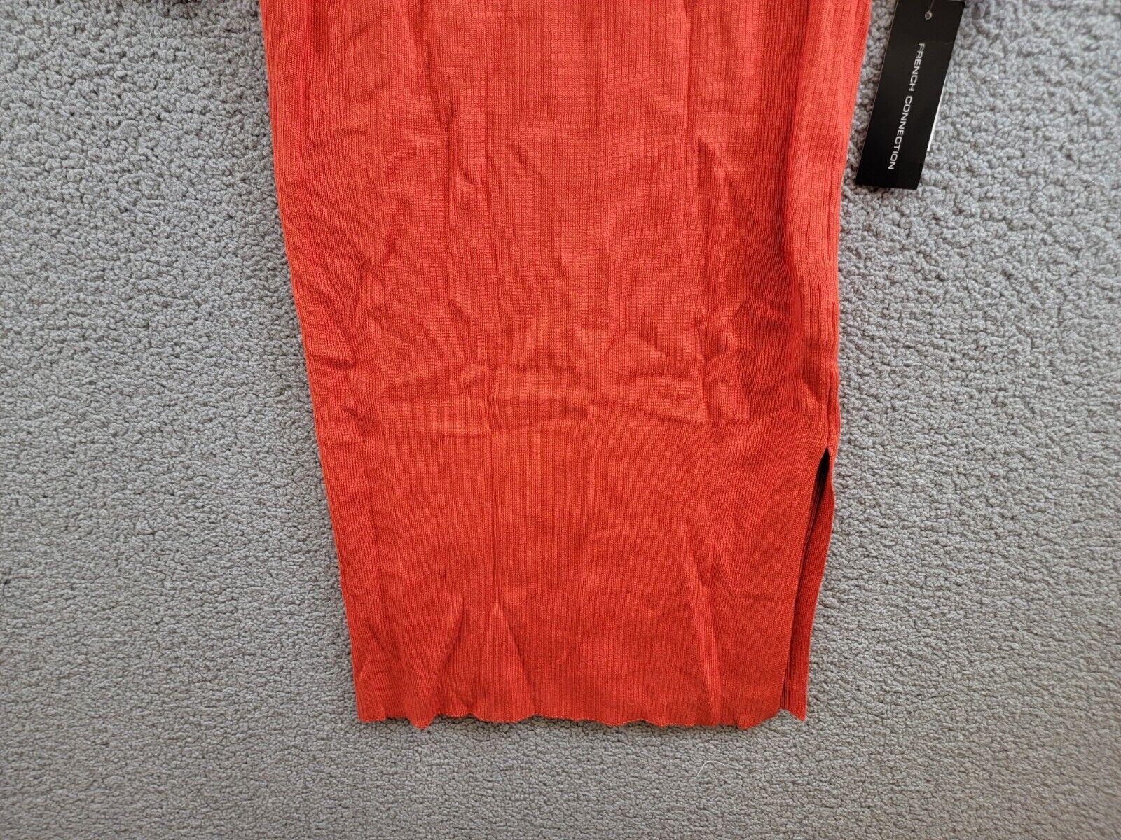 French Connection Mari Knit Midi Dress Women's XL Mandarin Red Multi V-Neck - Picture 4 of 16