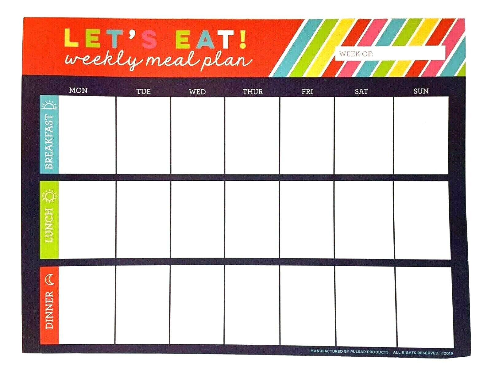 Lets Eat Weekly Meal Plan Pad Moms Family Menu Organizer Calendar 60 Pages