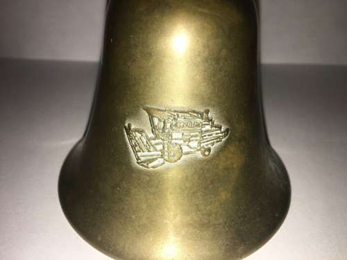 Vintage Small Brass Farm Bell With Farm Combine Implement