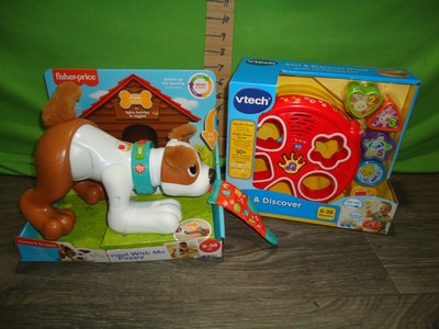 V tech drum Fisher price crawl puppiy both NEW never opened toys