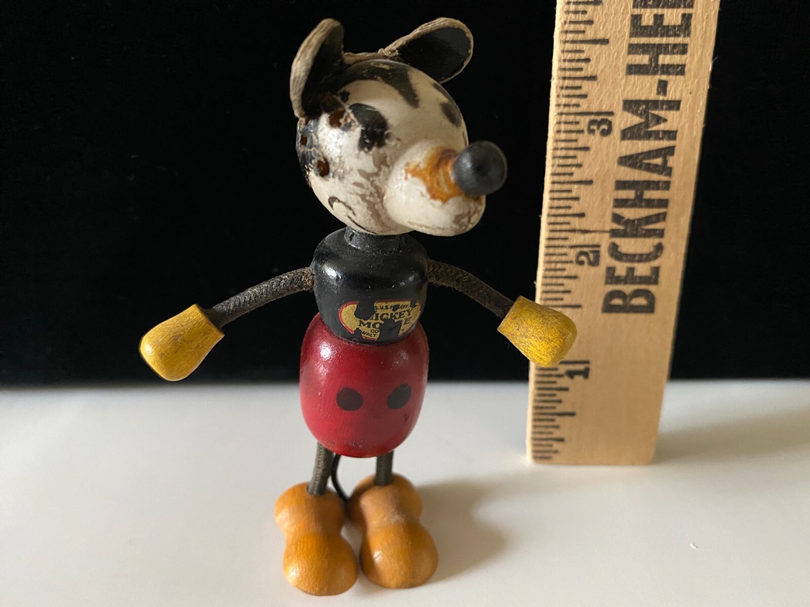 Vintage 1930s Wooden Mickey Mouse figure, approx 3.5