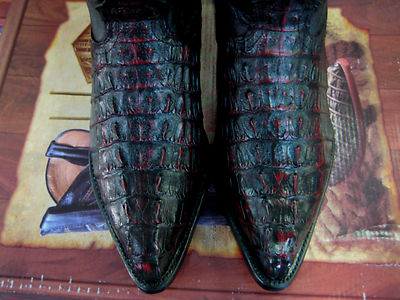 Pre-owned Los Altos Boots Los Altos Women Cherry Genuine Crocodile Tail Western Cowboy Boot (m) L091181 In Cherry Black