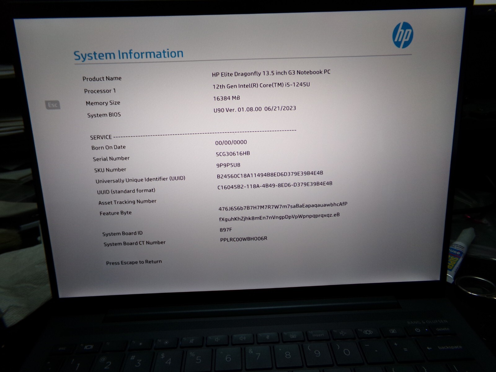 HP Elite Dragonfly G3 i5-1245U 16GB RAM 512GB SSD 13.5
