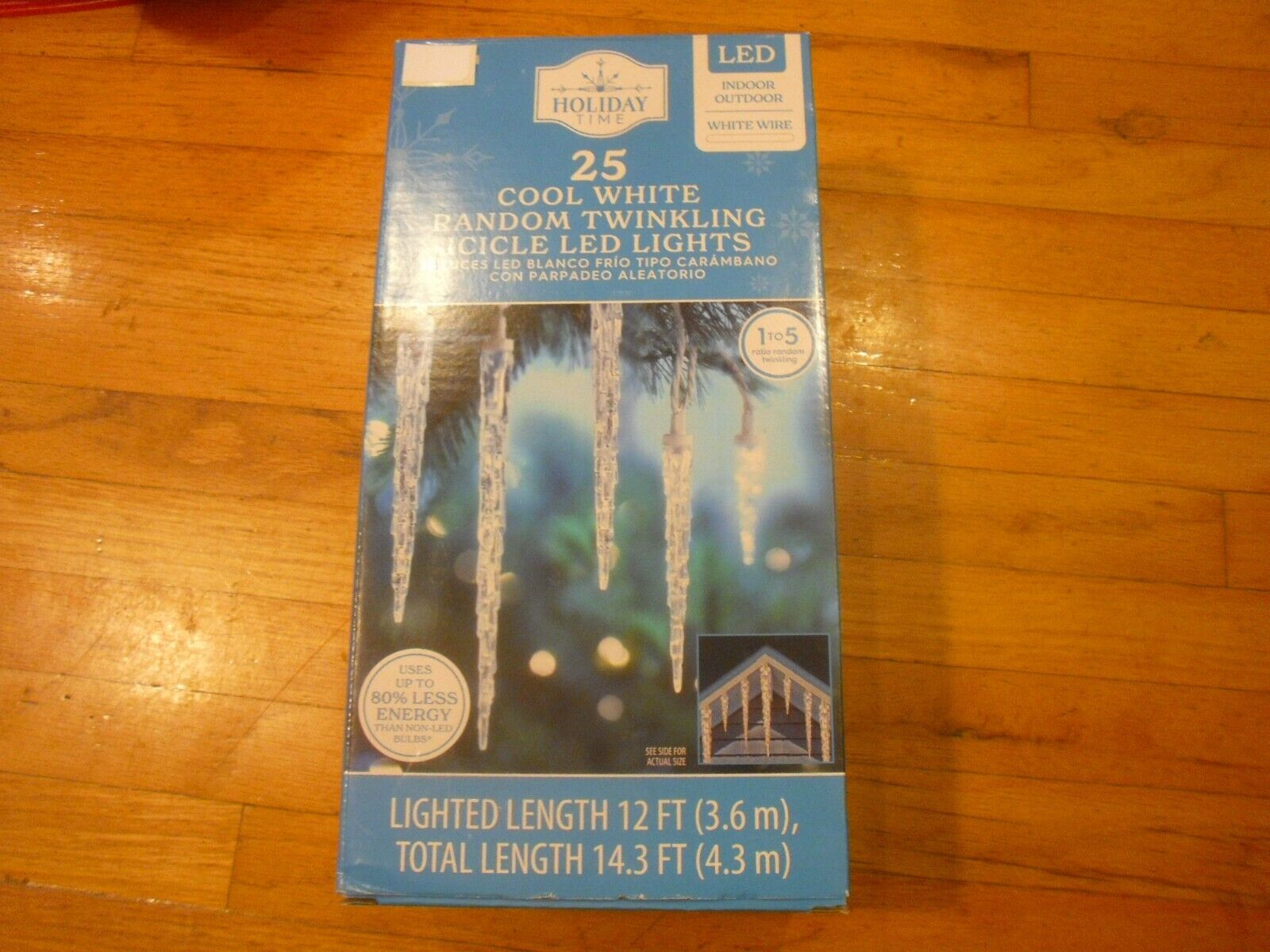 Holiday Time 25 Count LED Twinkle Icicle Christmas Lights, C