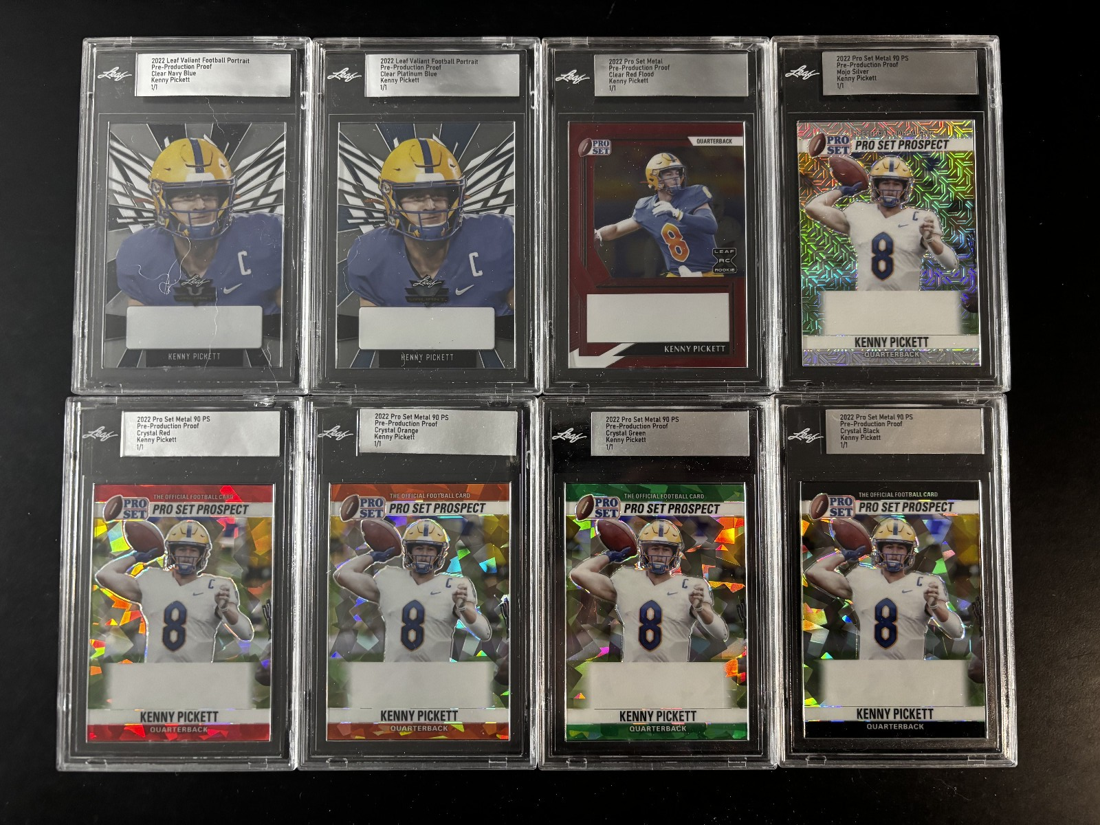 2022 Leaf Metal Clear Crystal Navy Platinum Blue Kenny Pickett 1/1 Lot of 8 #14