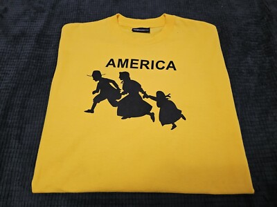 The Hundreds Pilgrims Making A Dash 4 ''AMERICA'' Lemon Yellow S/S TShirt SZ M 