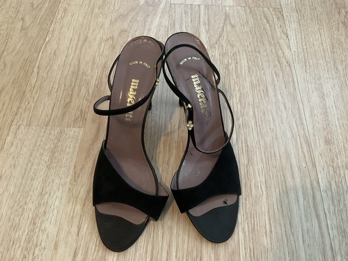 Maserati Sandals Shoes 4” Heels Black Suede Leather Women's