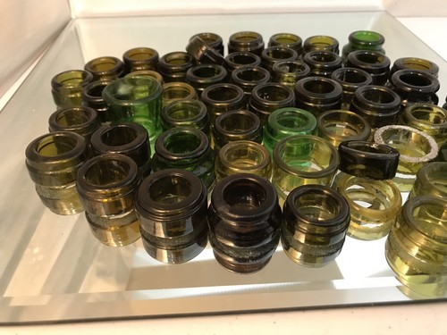 Glass Bottle Tops Top cuts Amber Clear Cobalt Green Art Supplies Tiles Folk Art