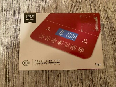 Ozeri Touch III 22 lb Digital Kitchen Scale with Calorie Counter in Tempered Red