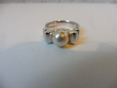 Belle Bague Argenté avec Perle, Pierre Lang Gr.61 (Xi )