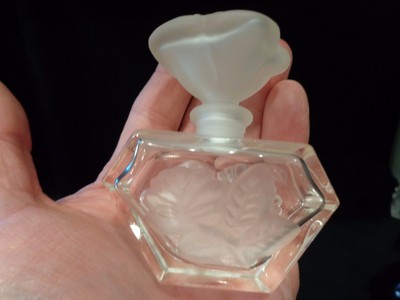 Antique or Vintage Clear Pressed Glass Vanity Perfume Bottle with Stopper (b)