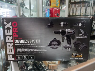 FERREX PRO 20v BRUSHLESS 6PC KIT w 4Ah BATT & CHARGER