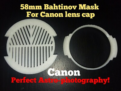 Bahtinov Focus Mask for Canon 58mm lense cap. Canon or any 58mm lenses. 