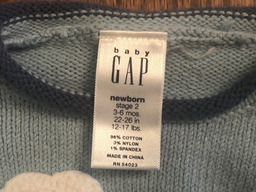 Vintage Baby Gap Boys Turtle Crewneck Sweater Light Blue Size 3-6m