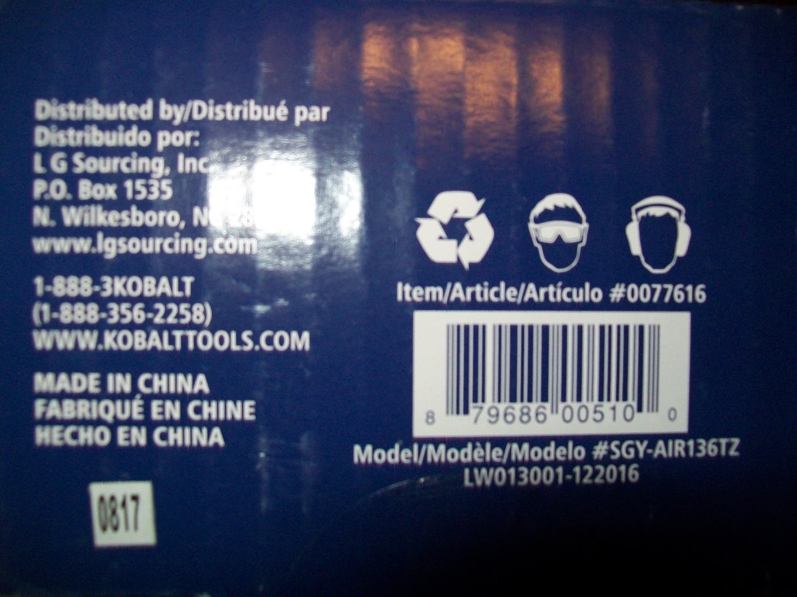 Kobalt Pneumatic Drill Forward/Reverse Air Drill Keyless chuck