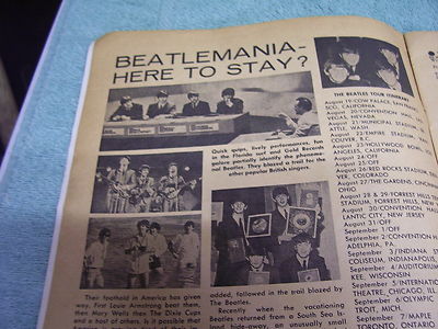 1964 Song Hits Magazine - Beatlemania Photos & Article +The Beatles Tour Listing