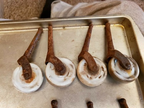 12 Lot Vintage Antique Furniture Porcelain Caster Wheels