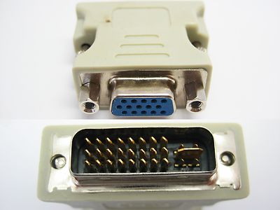 DVI-I Male Analog (24+5) to VGA Female (15-pin) Connector Adapter Dual Link New
