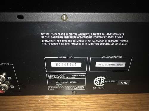 Vintage Kenwood DP-R3080 5 CD Player Multi Changer Home Player w RCA jacks Nice