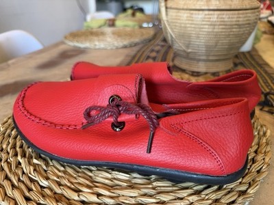 Red Handmade Leather Loafers Size 10 Women’s US 43 Europe 