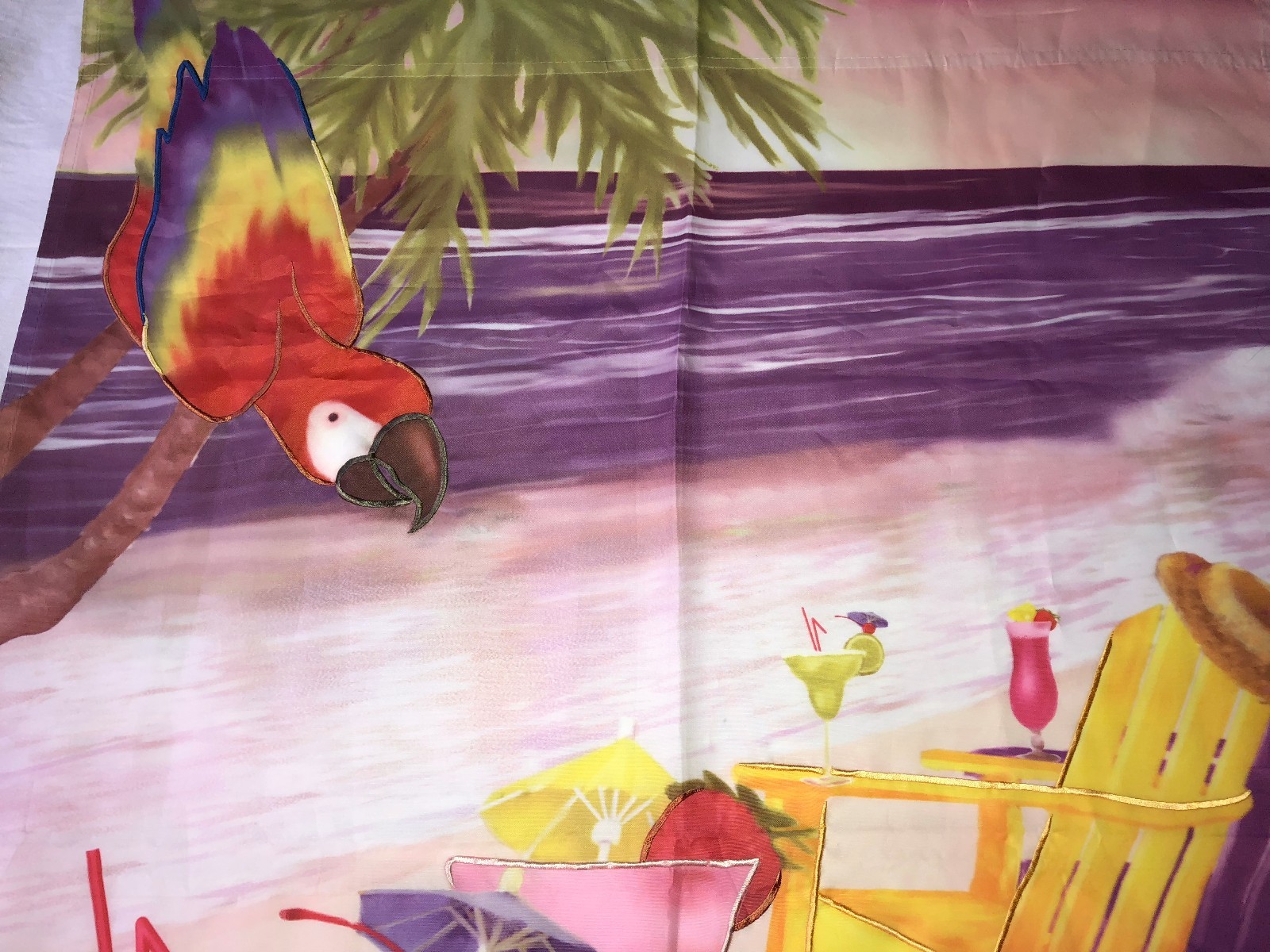 IT'S 5 O'CLOCK SOMEWHERE PARROT DRINKS Beach FLAG 26X39 Summer/Beach/Buffet Flag