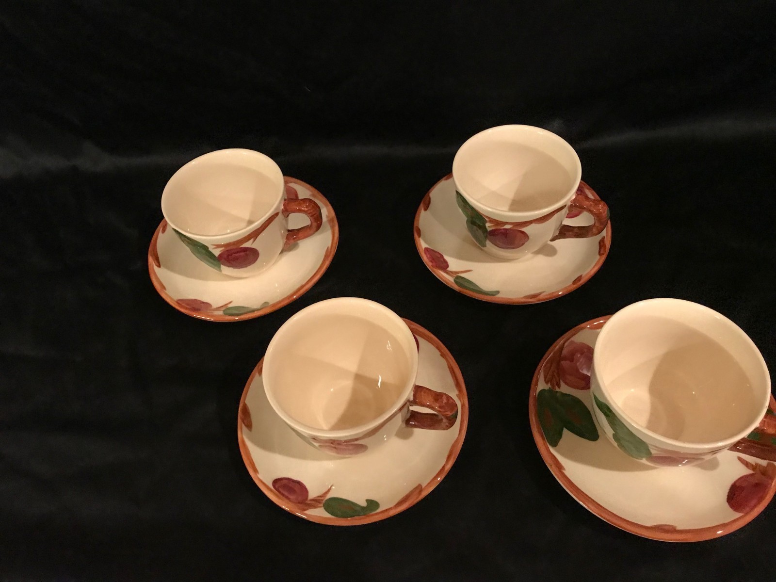 Set of  Four Vintage Franciscan Apple  Cups and Saucers - England