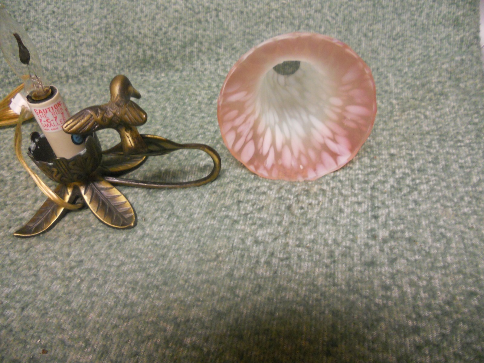 Vintage Andrea by Sadek Frosted glass Floral Trumpet Hurricane Brass Lamp Light