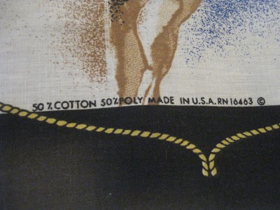 OLD WEST SCARF, COWBOY ON A HORSE, AMERICAN FLAG IN BACKGROUND, 21-1/2