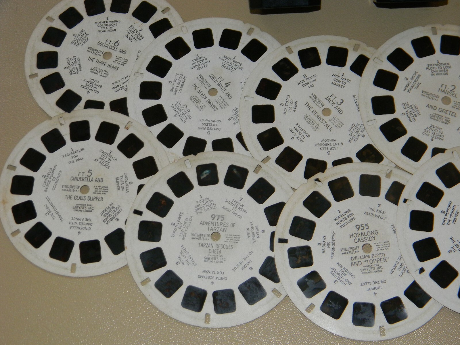 VTG SAWYERS VIEW MASTER METAL VIEWER & REELS LOT HOPALONG CASSIDY SAMBO TARZAN