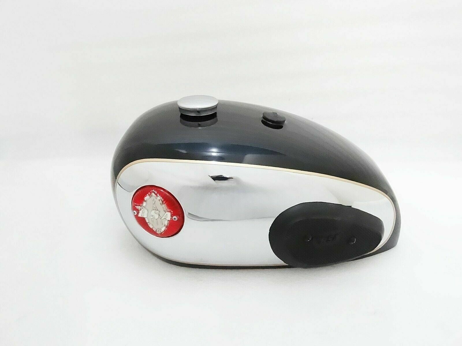 Petrol Tank With Cap & Knee Pad BSA A7 A10 Black Painted Chrome  