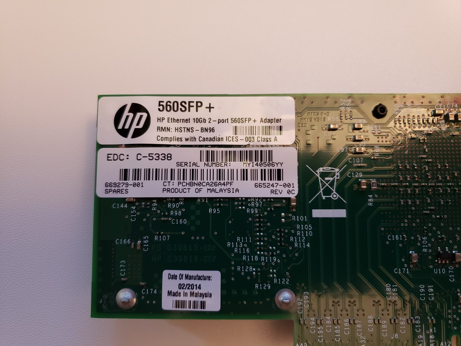 HP NC560SFP+ 10GB Dual Port NIC Adapter Card Low Profile